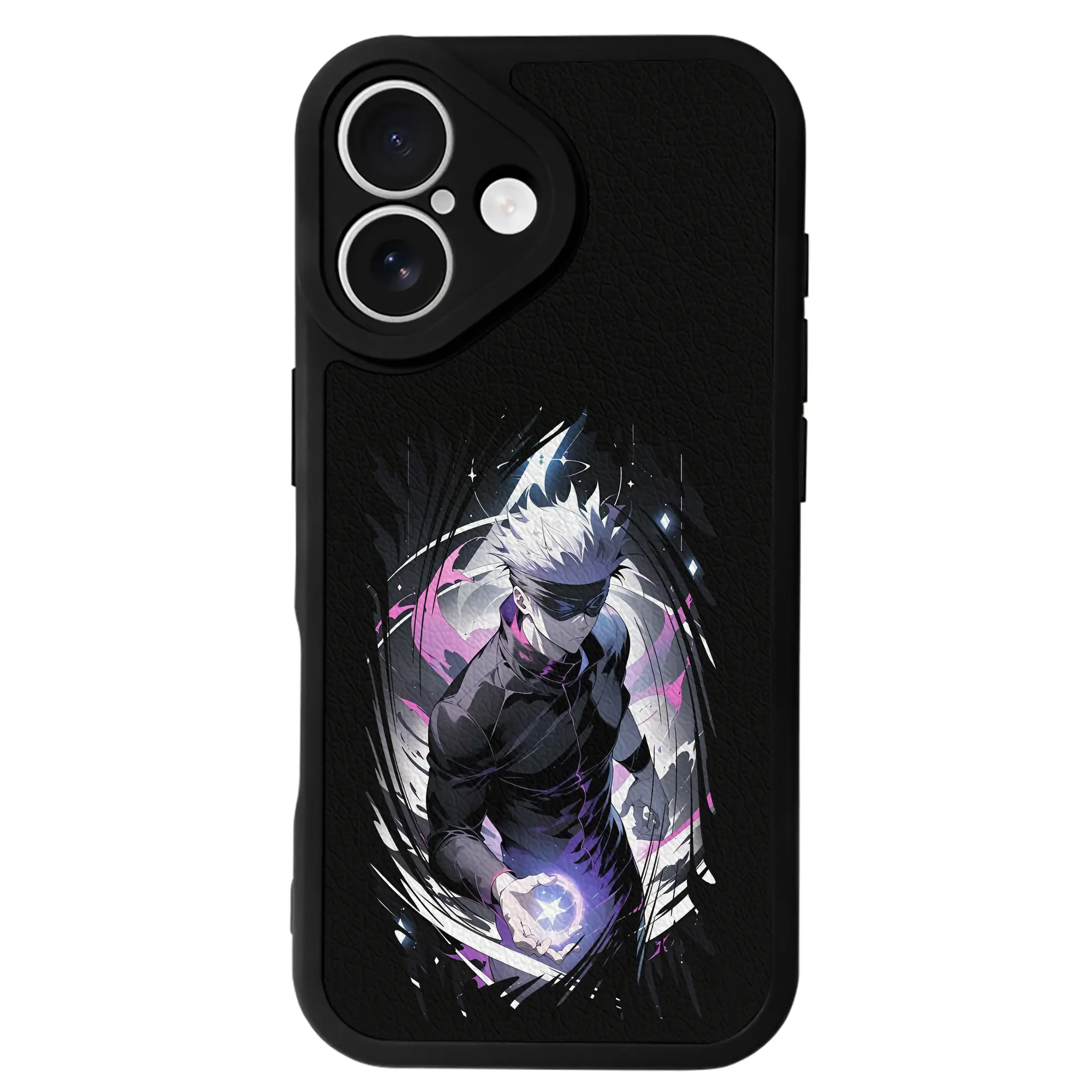 呪術廻戦 グッズ,五条 悟 - IPhone 16シリーズ対応 ・ シリコンスマホケース ・ レザー調 ・ 高精度フィット ・ 耐衝撃 ・ ワイヤレス充電対応 ・ 精密カット